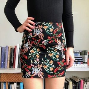 Urban Outfitters Floral Embroidered Mini Skirt